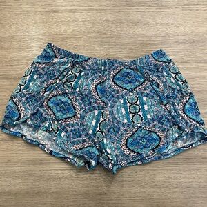 Vintage Havana Blue and White Patterned High Waist Shorts
